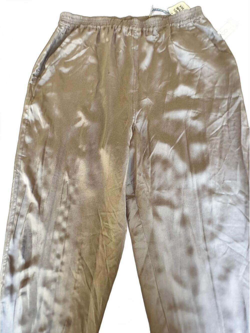 Claude Bennett Taupe Silk Pull-On Pants 10 - Picture 1 of 5